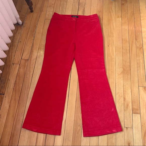 Escada Red Corduroy High Waisted Flared Pants W32 - Picture 9 of 10